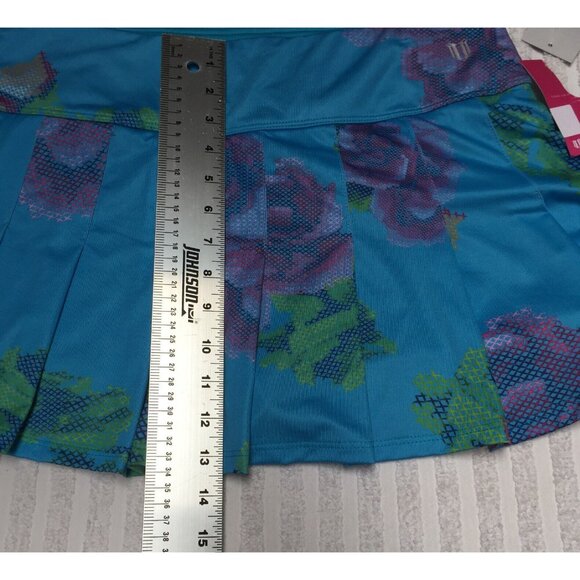Eleven by Venus Williams Blue Floral Pleated Flutter Skirt Skort Large New $65 - Picture 8 of 8